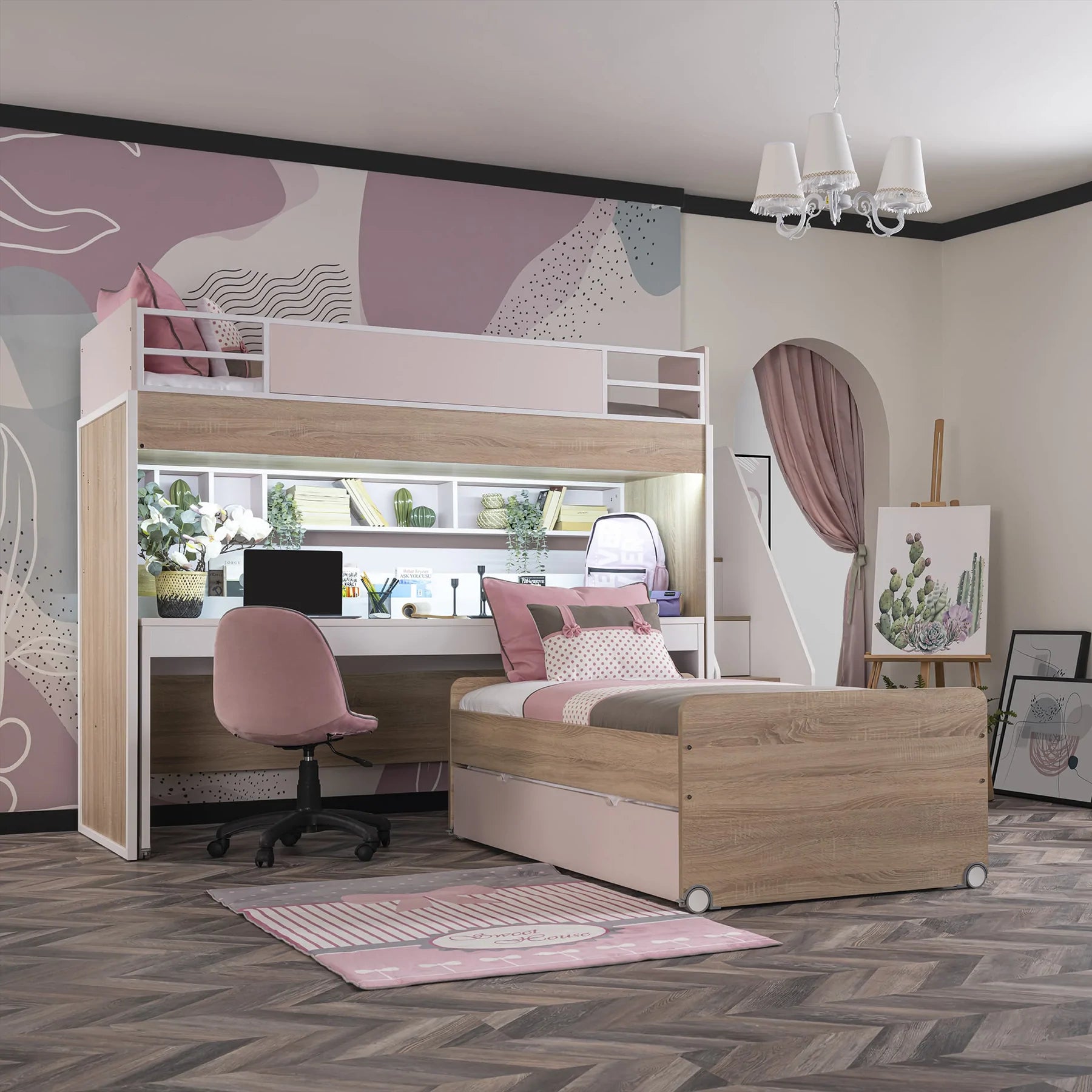 NEW CITY BUNK BEDS FOR GIRLS WITH DESK SET