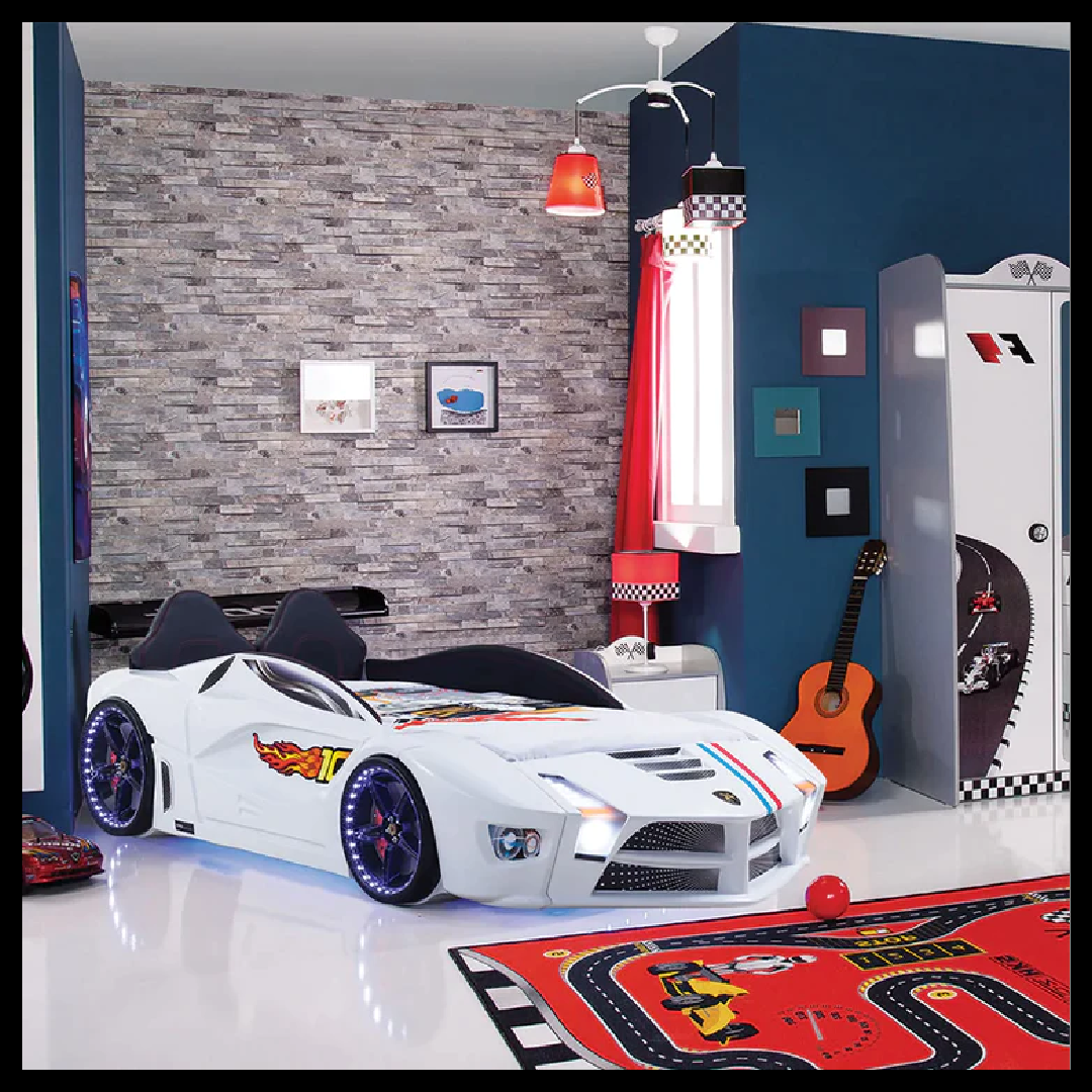 MOON LUXURY RACE CAR BED W/LEDS & SOUND EFFECTS - Zoomie Beds