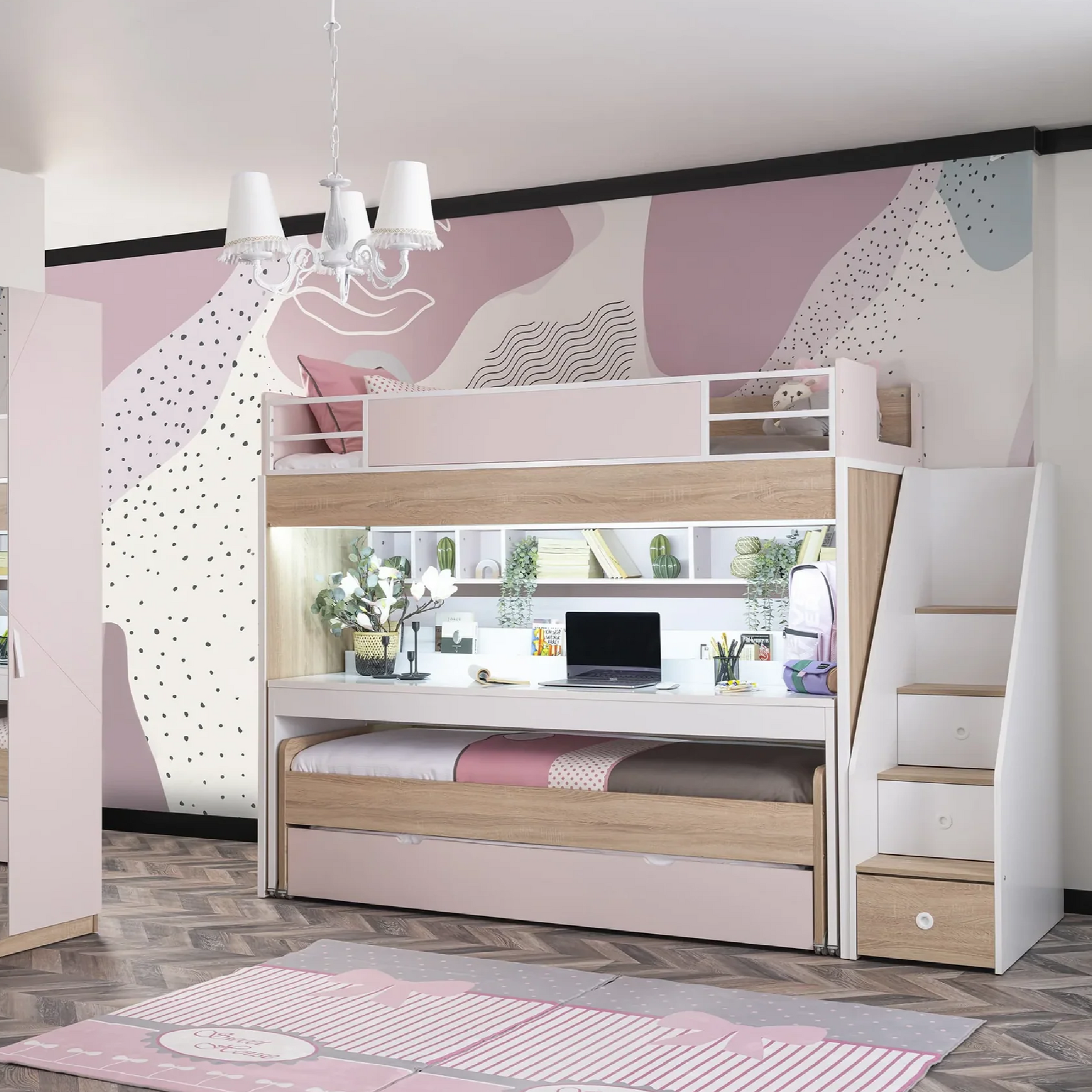 NEW CITY BUNK BEDS FOR GIRLS WITH DESK SET - Zoomie Beds