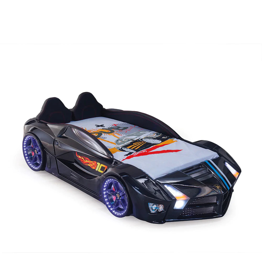 MOON LUXURY RACE CAR BED W/LEDS & SOUND EFFECTS - Zoomie Beds