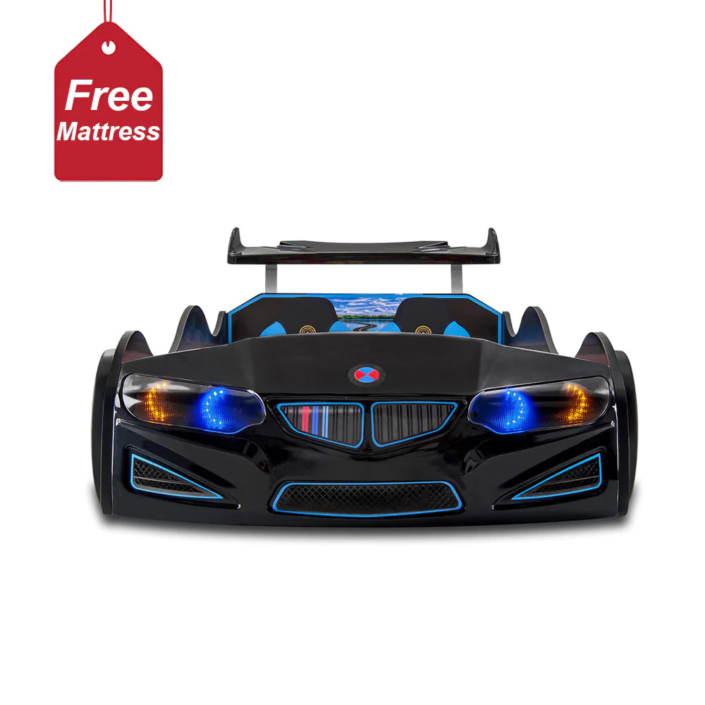 GT1 RACE CAR BED W/FREE MATTRESS - Zoomie Beds