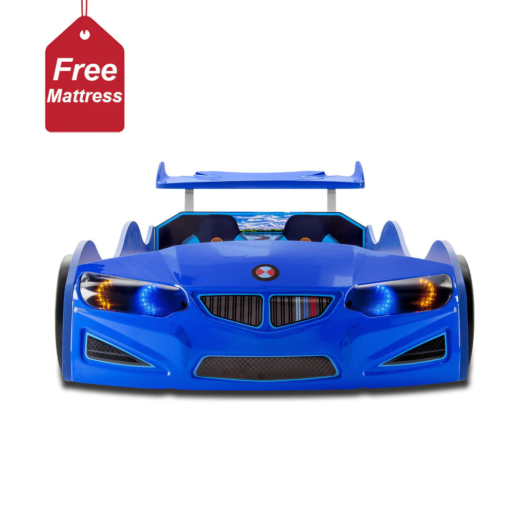 GT1 RACE CAR BED W/FREE MATTRESS - Zoomie Beds