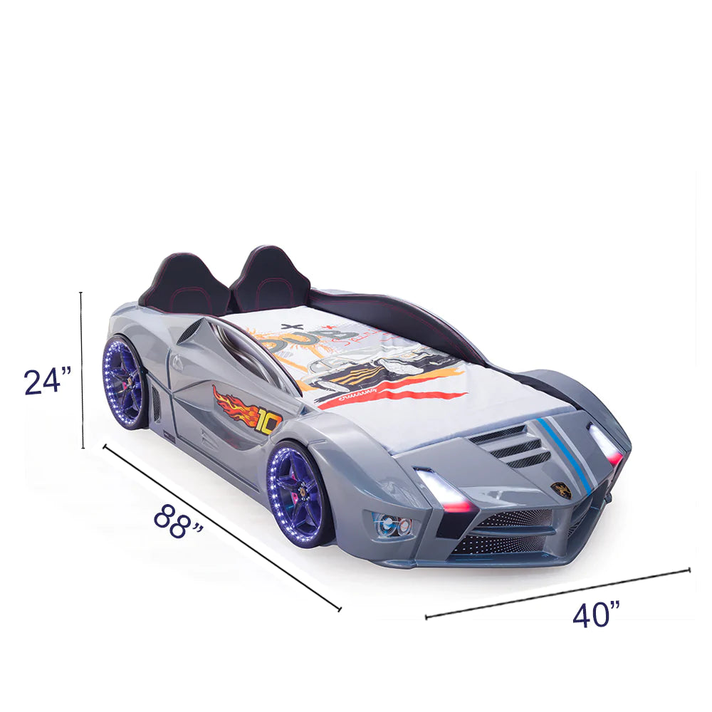 MOON LUXURY RACE CAR BED W/LEDS & SOUND EFFECTS - Zoomie Beds